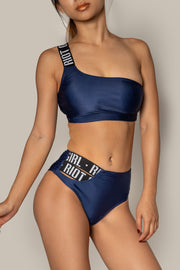 Pole dancing sporty navy blue top RIOT Polewear